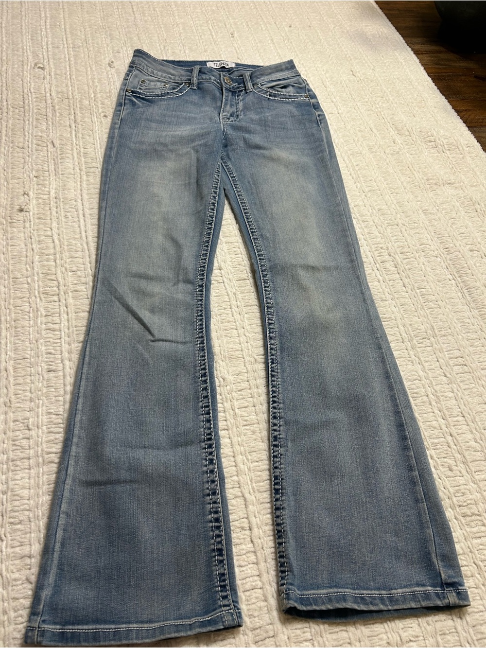 Light Blue Boot-Cut Jeans for Women - Mid Rise